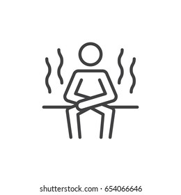 Sauna line icon, outline vector sign, linear style pictogram isolated on white. Steam room symbol, logo illustration. Editable stroke. Pixel perfect