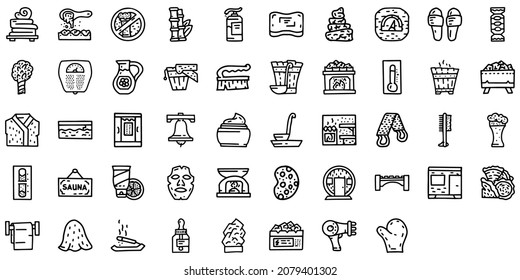 Conjunto de iconos simples de un vector de línea de sauna