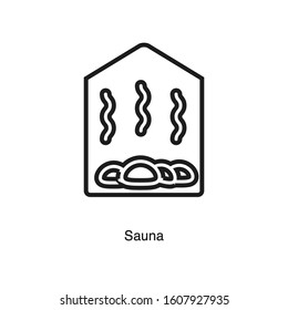 Sauna linear icon vector on white background. Black icon illustration
