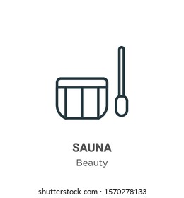 Sauna outline vector icon. Thin line black sauna icon, flat vector simple element illustration from editable beauty concept isolated on white background