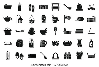 Juego de iconos de la ducha de sauna. Conjunto simple de iconos vectores de ducha de sauna para diseño web sobre fondo blanco