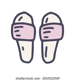sauna slippers color vector doodle simple icon