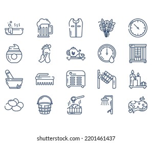 Sauna and spa, relaxation illustration set