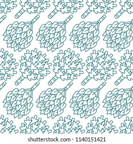 Sauna, steam bath room seamless pattern with line icons. Bathroom equipment birch, oak brooms. Finnish, russian banya. Health care brown background for spa center.