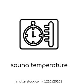 Sauna temperature icon. Trendy modern flat linear vector Sauna temperature icon on white background from thin line sauna collection, editable outline stroke vector illustration