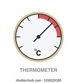 Sauna thermometer flat icon on white transparent background. You can be used sauna thermometer icon for several purposes.