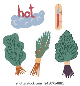 Sauna things set flat design high 