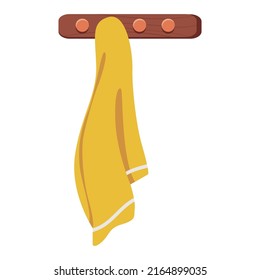 Toalla de sauna en una ilustración de caricatura vectorial de percha aislada en un fondo blanco.