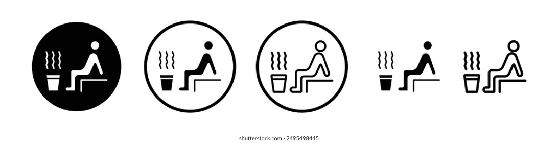 Sauna vector icon set in black and white color.