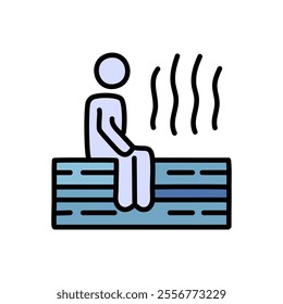 Sauna vector illustration, filled line icon