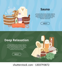 Sauna vector wooden heat spa relaxation therapy and hot steam healthcare backdrop relax therapy sign bucket bath towel illustration relax aromatherapy set background