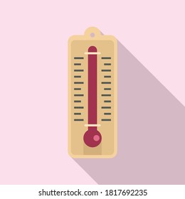 Sauna wood thermometer icon. Flat illustration of sauna wood thermometer vector icon for web design