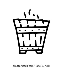 sauna wooden bucket line vector doodle simple icon