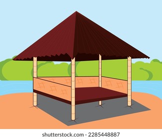 Saung Sawah in Indonesia made of bamboo