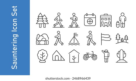 Sauntering icon set  with editable vector collections. 