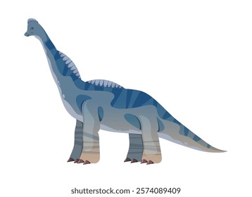 Sauropod dinosaur with claws and long neck. Vector isolated Sauroposeidon species of dino, extinct animal from prehistoric era. Lizard type of ancient creatures, herbivore cartoon personage