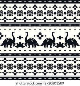 Sauropod Dinosaur Tribal Thai Pattern