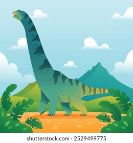 Vector de ilustraciones de gradiente de dinosaurio saurópodo