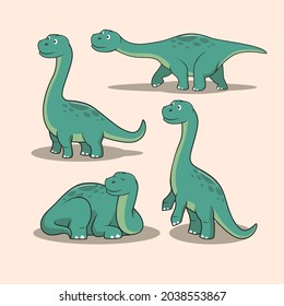 Juego de dibujos animados de Sauropoda Dinosaurios Brontosaurus