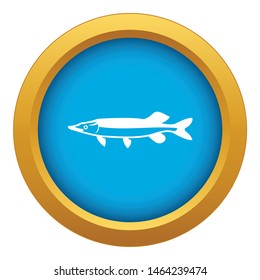 Saury icon blue vector isolated on white background for any design