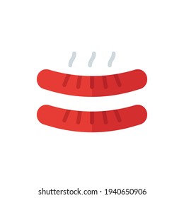 Sausage, Parrillada Icono Plano Ilustración Vector Aislado. Juego de iconos de comida rápida y restaurante. Adecuado para diseño web, logotipo, aplicación y ampliación de su negocio.