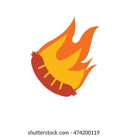 Sausage barbecue on fire 