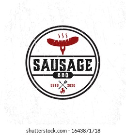 sausage barbeque logo with a modern vintage style, and unique unique illustrations