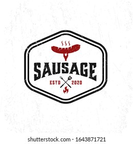 sausage barbeque logo with a modern vintage style, and unique unique illustrations