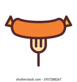 sausage barbeque meat single isolated icon with filled line style