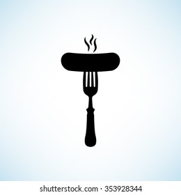 Sausage -  black vector icon