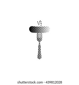Sausage - black vector icon;  halftone illustration