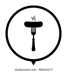 Sausage - black vector  icon; map pointer