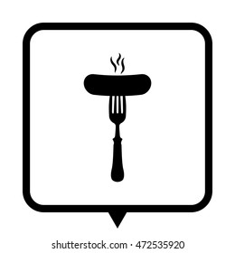Sausage - black vector icon;  message bubble