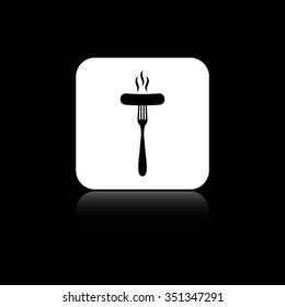 Sausage - black vector icon on the white button