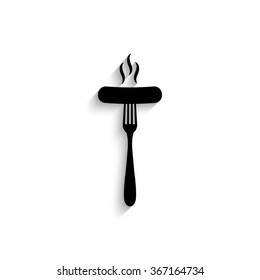Sausage - black vector  icon with shadow