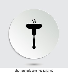 Sausage - black vector icon  with shadow