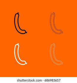 Sausage black and white set icon .