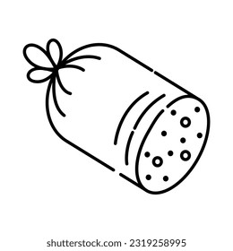 Wurst, schwarz-weißes Vektorsymbol