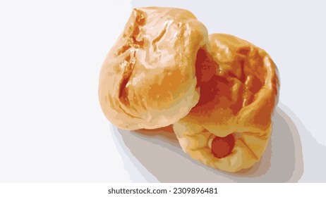 Sausage bread vector illustration placed on the table.