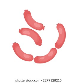 Sausage bundle. Design element for your design. Vector illustration in trendy flat style isolated on white background.