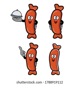 Sausage cartoon character set. Design template vector