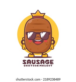 Sausage cartoon mascot. food vector illustration. isolated on a white background