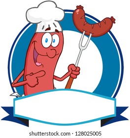 Sausage Cartoon Mascot Logo