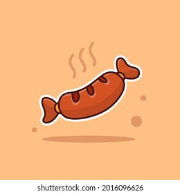 Sausage Cartoon Vector Illustration. Good Used for Sticker, Logo, Icon, Clipart, Etc - EPS 10 Vector
