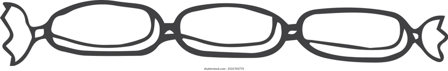 Sausage chain doodle. Meat product line icon