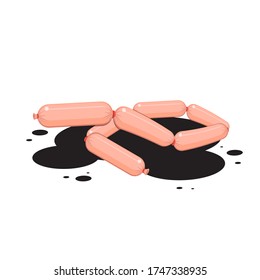 sausage chain on a white isolated background. Vector image eps 10