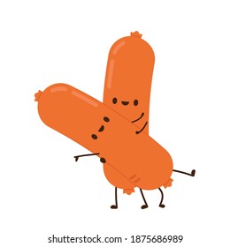 Sausage character design. Sausage on white background.