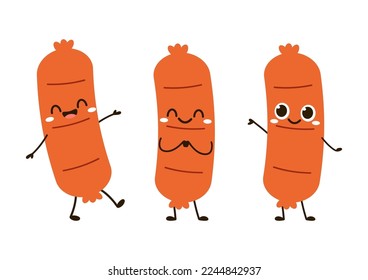 Sausage character design. Sausage on white background.