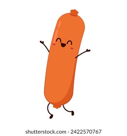 Sausage character design. Sausage on white background.