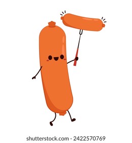 Sausage character design. Sausage on white background.